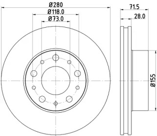 HELLA PAGID 8dd355122691 -  Диск тормозной вентилируемый